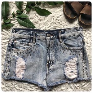 F21 Studded Distressed Shorts